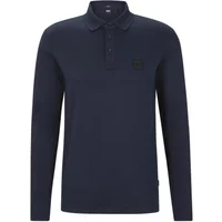 Langarm Baumwoll-Polo mit Logo-Patch Hugo Boss