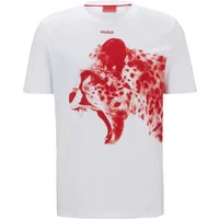 Leopard Print T-shirt Dikobra Weiß Hugo Boss