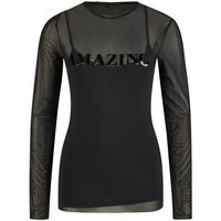 MARC AUREL Blusenshirt Meshshirt mit Paillettenstickerei black