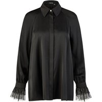 MARC AUREL Blusenshirt Satin-Bluse mit Tüllmanschetten black