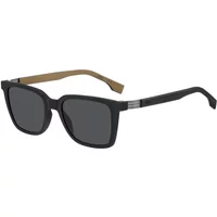 Schwarze Beige Rahmen Graue Gläser Sonnenbrille Hugo Boss