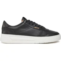 Schwarze Leder Sneakers Baltimore Stil Boss