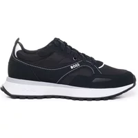 Schwarze Ledersneaker mit Kontrastlogo Hugo Boss