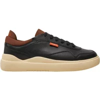 Schwarze Ledersneakers mit Farbenfrohen Details Hugo Boss