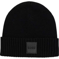 Schwarze Woll-Beanie-Mütze Hugo Boss