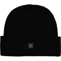 Schwarze Woll Logo Beanie Mütze Hugo Boss