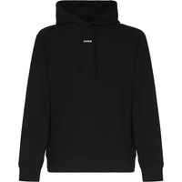 Schwarzer Baumwoll-Kapuzenpullover Logo Hugo Boss