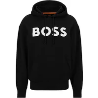 Schwarzer Baumwollpullover mit Logo-Print Boss