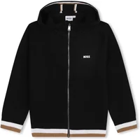 Schwarzer Hoodie mit Logo und gestreiftem Detail Hugo Boss