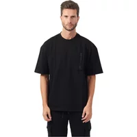 Schwarzes Baumwoll-Crewneck T-Shirt mit Reißverschlusstasche Hugo Boss