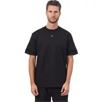 Schwarzes Baumwoll-Rundhals-Logo-T-Shirt Hugo Boss