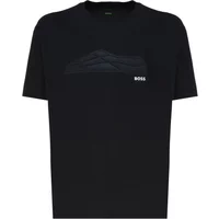 Schwarzes Baumwoll-T-Shirt mit Logo-Print Hugo Boss