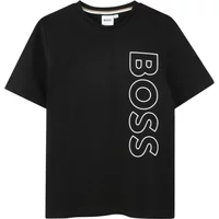 Schwarzes Crew Neck T-Shirt mit Frontlogo Hugo Boss