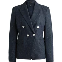 Slim Fit Wollmischung Doppelreihiger Blazer Blau Hugo Boss