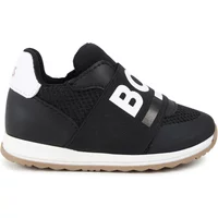 Sneakers mit Logo-Print aus Leder und Mesh Hugo Boss