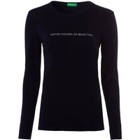 United Colors of Benetton Langarmshirt mit Glitzereffekt Labelprint