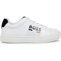 Weiße Ledersneakers mit Logo-Print Hugo Boss