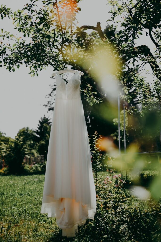 white dress on green grass field during daytime