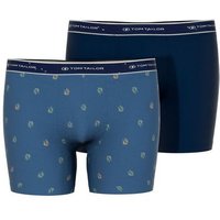 TOM TAILOR Langer Boxer TOM TAILOR Herren Long-Pants blau uni 2er Pack (2-St)