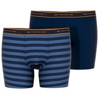 TOM TAILOR Langer Boxer TOM TAILOR Herren Long-Pants blau uni 2er Pack (2-St)