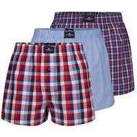 TOM TAILOR Boxershorts TOM TAILOR Herren Boxershort rot kariert 3er Pack (3-St)