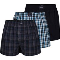 TOM TAILOR Boxershorts TOM TAILOR Herren Boxershort blau kariert 3er Pack (3-St)