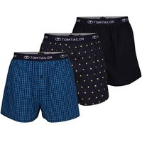 TOM TAILOR Boxershorts TOM TAILOR Herren Boxershort blau bedruckt 3er Pac (3-St)