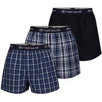 TOM TAILOR Boxershorts TOM TAILOR Herren Boxershort blau uni 3er Pack (3-St)