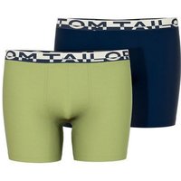 TOM TAILOR Boxershorts TOM TAILOR Herren Long-Pants grün uni 2er Pack (2-St)