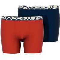 TOM TAILOR Boxershorts TOM TAILOR Herren Long-Pants rot uni 2er Pack (2-St)