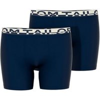 TOM TAILOR Boxershorts TOM TAILOR Herren Long-Pants blau uni 2er Pack (2-St)