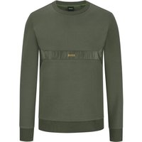 BOSS GREEN Sweatshirt im Materialmix mit Akzent-Bruststreifen