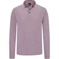 BOSS Langarm-Poloshirt mit Streifen-Details am Kragen