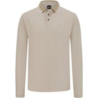 BOSS Langarm-Poloshirt mit Streifen-Details am Kragen