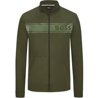 BOSS Leichte Sweatjacke mit gummiertem Logo-Print