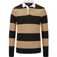 BOSS Strick-Rugbyshirt Paroma mit Blockstreifen