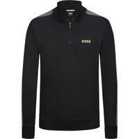 BOSS Sweat-Troyer mit Logo-Schriftzug und Kontraststreifen am Arm