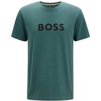 BOSS T-Shirt Sun UV Protection (1-tlg) Herren Beach Shirt aus reiner Baumwolle mit großem Logo-Print