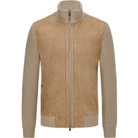 BOSS Veloursleder-Blouson mit Strickärmeln