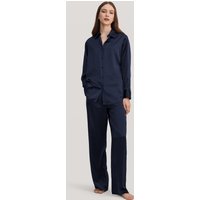 LILYSILK Seiden Pyjama Damen Dunkel Blau Deutschland 100% Reine Seide Tunnelzug In Der Taille Hygroskopisch XL