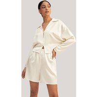 LILYSILK 22 Momme Charmeuse Seidenpyjama Damen DE Hautfreundlich Trendiger neutraler Stil Lilienweiß M