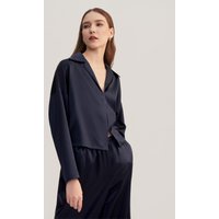 LILYSILK 100% Seiden Pyjama Damen DE Hautfreundlich Trendiger neutraler Stil Dunkel Blau M