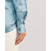 LILYSILK 100% Seidenblusen Damen DE Glatt Glänzendes Finish Neblig Blau XS