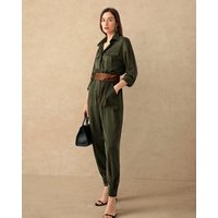 LILYSILK 22 Momme Jumpsuit aus Seide Sandgewaschener Seide Deutschland Safari grün L