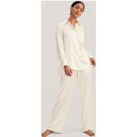 LILYSILK 22 Momme Seidenpyjama Damen DE Glatt Lockere Passform Lilienweiß L