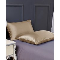 LILYSILK 2er Pack Kopfkissenbezug Seide Taupe Deutschland 100% Maulbeerseide Ohne Verwendung Von Metallreißverschlüssen Kissenhülle 40X80Cm