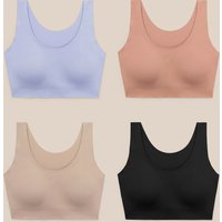 LILYSILK 4Pcs Bh Seide Schwarz/Aprikose/Rosa DE Einheitsgröße Super Kuschelige Und Natürliche Einheitsgröße