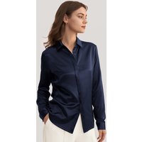 LILYSILK Edle Und Elegante Reine Seidenbluse Dunkel Blau Größe XS