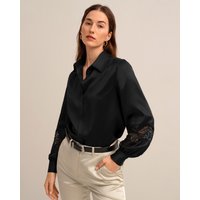 LILYSILK Bluse Seide 100% Maulbeerseide Weich und gemütlich Deutschland Schwarz XS