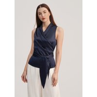 LILYSILK Bluse Seide Damen Dunkel Blau Deutschland 100% Grade 6A Maulbeerseide Schlanke Passform Leicht Und Weich 38